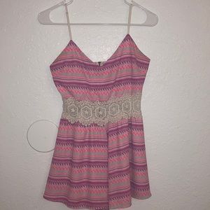 Love Culture Tropical Lace Romper Pink Size Small